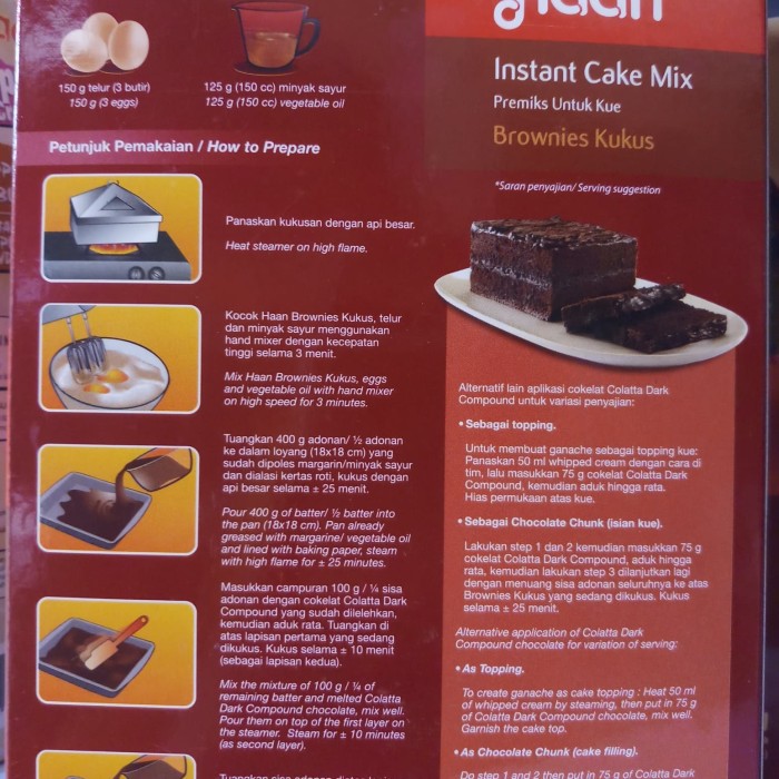 Instan Cake Mix Haan Brownies Kukus 475gr