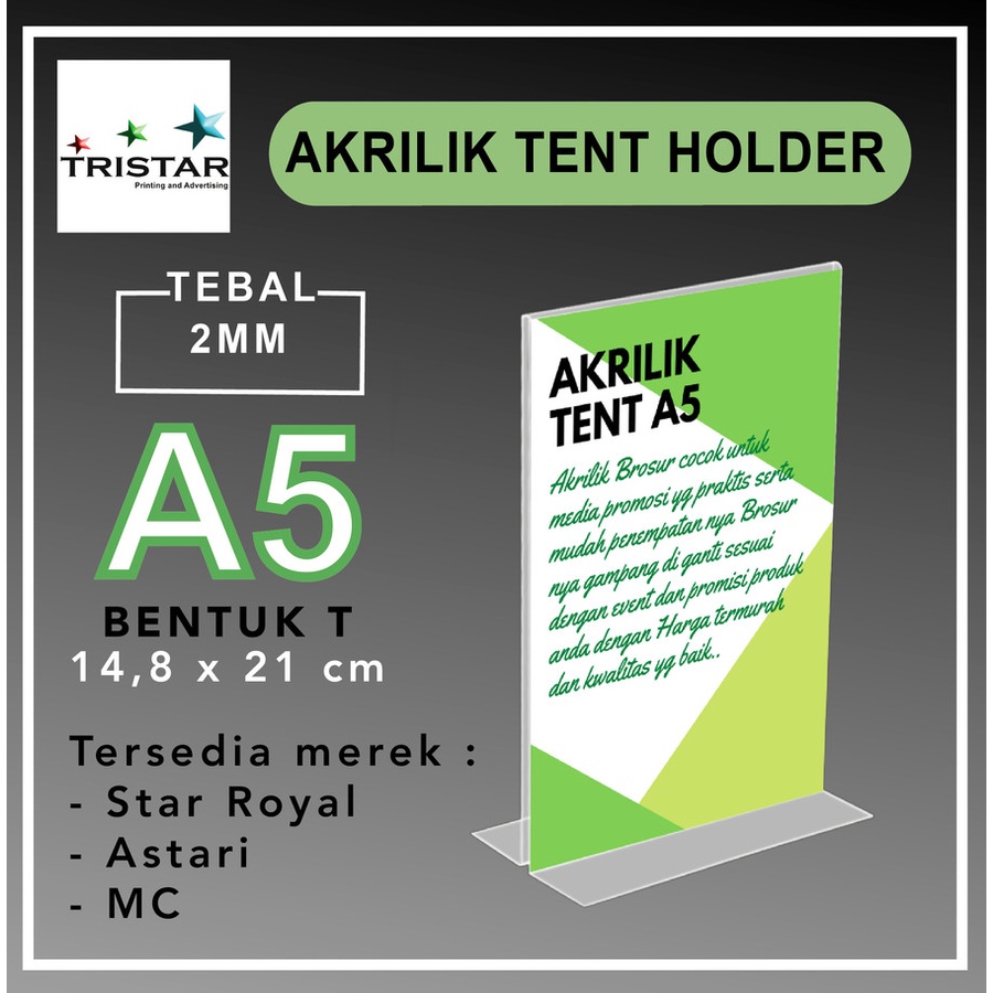 

AKRILIK TENT HOLDER A5 T 2mm | TEMPAT BROSUR AKRILIK TENT CARD HOLDER QRIS BARCODE | NOMOR MENU MEJA POTRAIT T