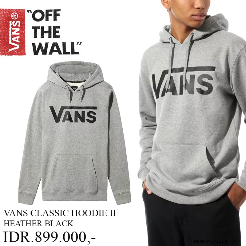 JAKET VANS OFF THE WALL | VANS CLASSIC HOODIE II HEATHER BLACK