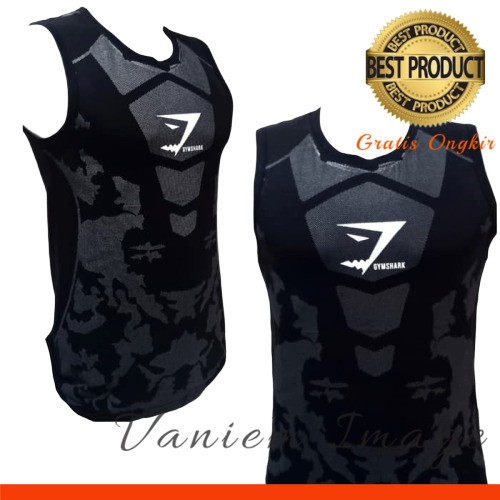 KAOS SINGLET BODY  FITNES GYMSHARK PRIA TERLARIS