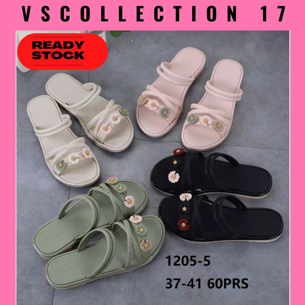 Sandal Wanita Bunga 1205-5/Sandal Jelly Full Karet/Sandal Karet