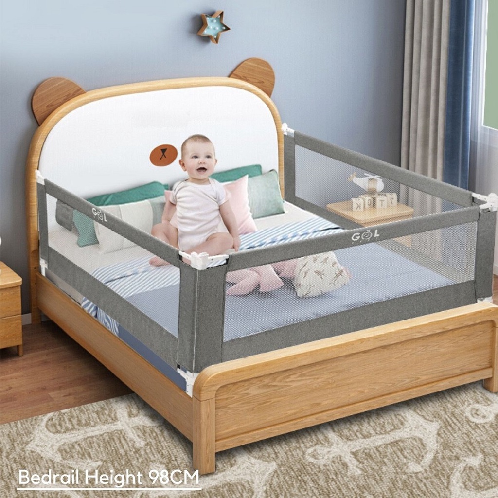 Baby Bedrail Bedguard Pembatas Pengaman Pagar Dipan Kasur Ranjang Bayi Bed Rail Safety Safe Guard