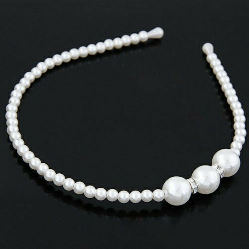 BANDO Korea Mutiara Pearl White Heandband Hairband Artis selebgram Fuji Lucinta Luna