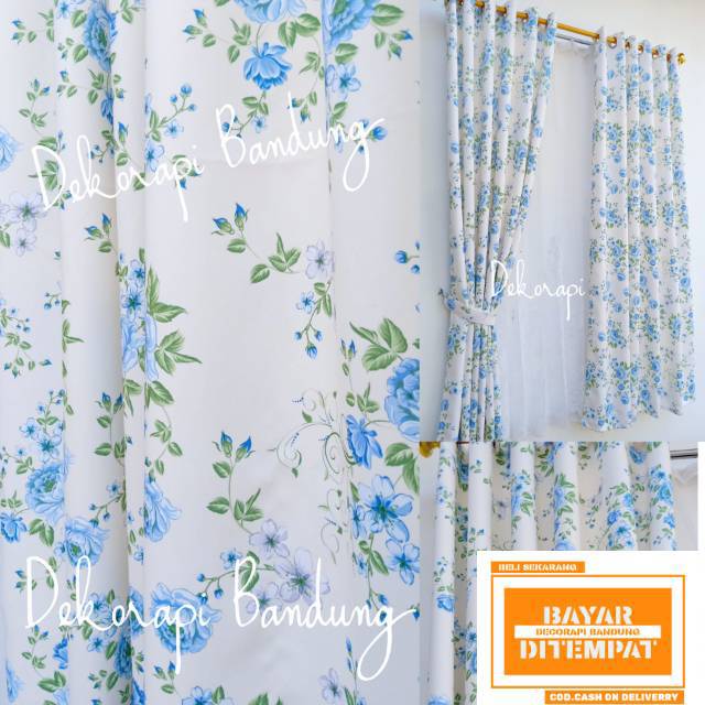 Gorden blackout shabby chic tirai jendela pintu motif Gorden blackout shabby chic tirai jendela pintu motif