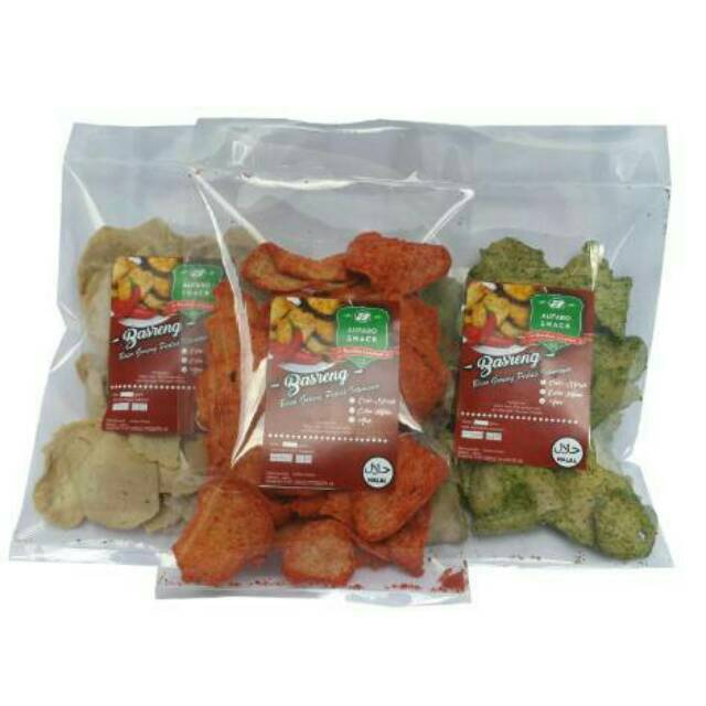 BASRENG PEDAS / BASO GORENG PEDAS MURAH 100 gram  3 RASA AUFARO SNACK IKAN TENGGIRI KERIPIK BASRENG