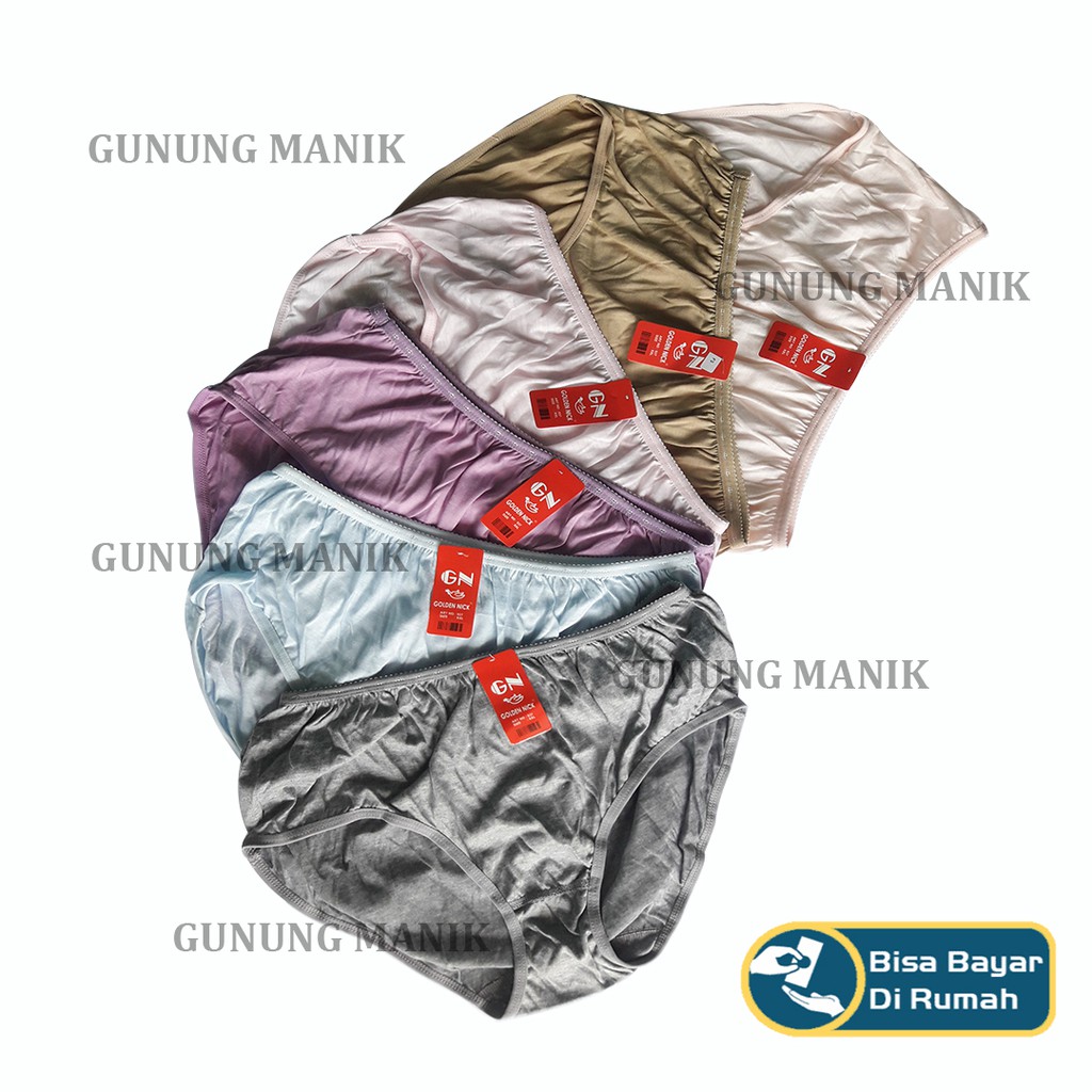Celana dalam wanita golden nick warna gelap isi 6 pcs bahan katun menyerap keringat halus termurah