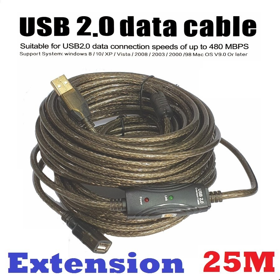 Kabel USB Male Female /  USB Extension 2.0 Chip 25 Meter