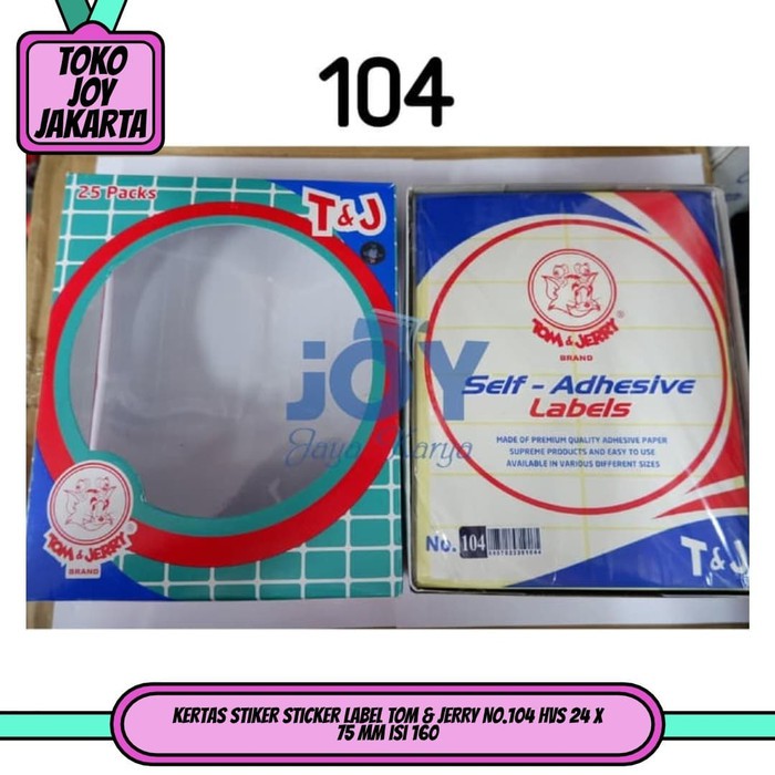 

Kertas Stiker Sticker Label TOM & JERRY No.104 HVS 24 x 75 mm isi 160