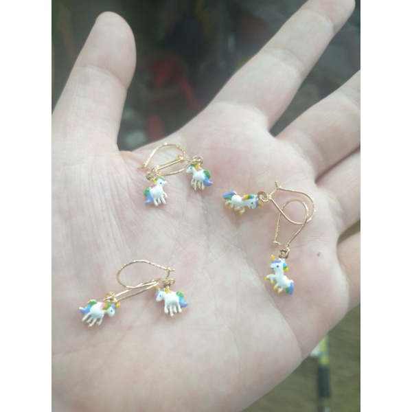 anting anak gantung unicorn kuda putih emas asli kuning 375 8k muda
