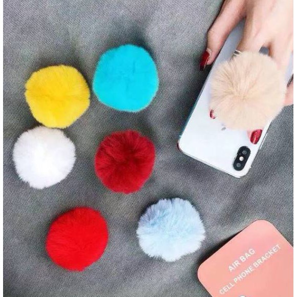 Popsocket PVC Motif POMPOM AB24 Warna 3D Pop socket Bulu Warna Aksesoris Hp Holder ACC