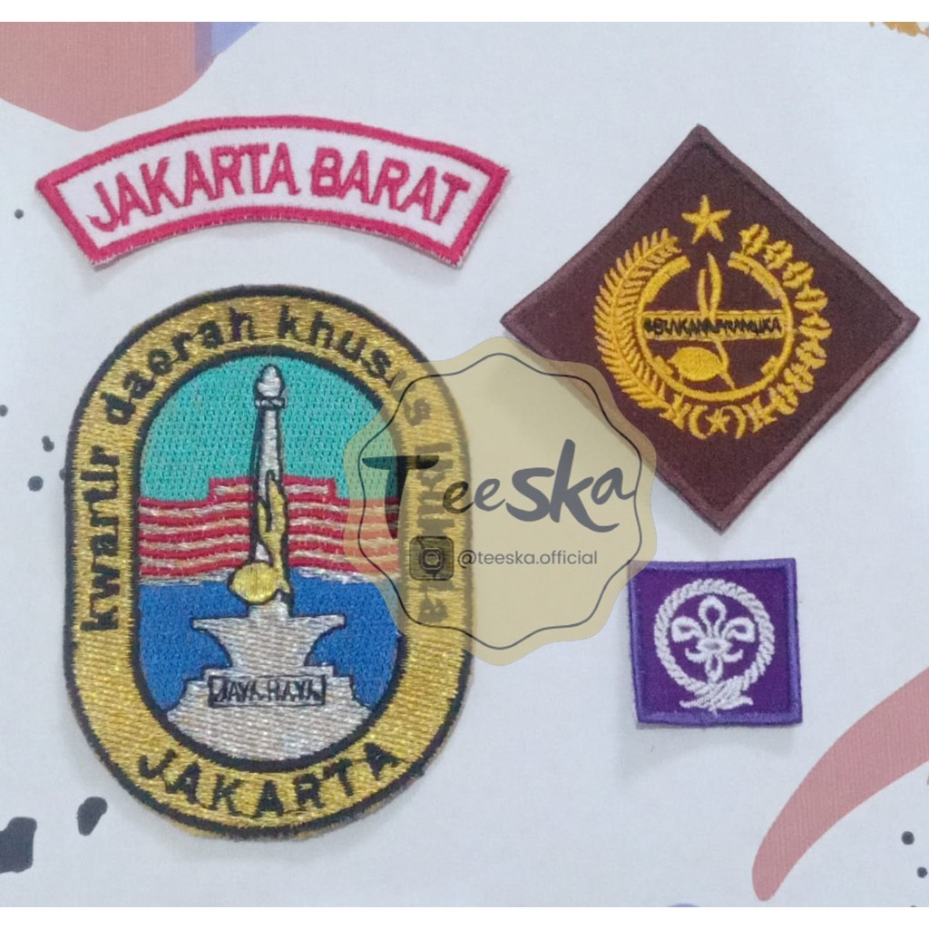 Set Atribut  Seragam Pramuka Logo Tunas Kelapa dan Wosm, Logo Kwartir Daerah ( Kwarda ) DKI Jakarta 