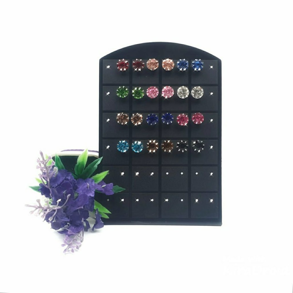 12 pasang Anting Tusuk Bentuk Bulat Campur Gaya Korea Mixed Earrings