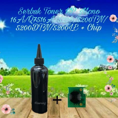 Serbuk Toner Refill Bubuk HP 16A Q7516A LaserJet 5200 5200TN 5200DTN 5200LE 1x Isi + Chip