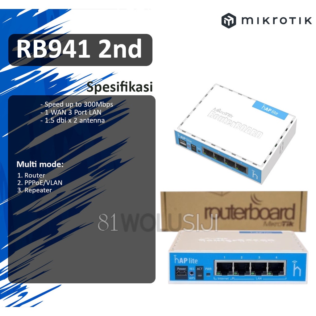 Mikrotik Router Wifi/Wireless RB941-2ND TC (HAP-LITE)