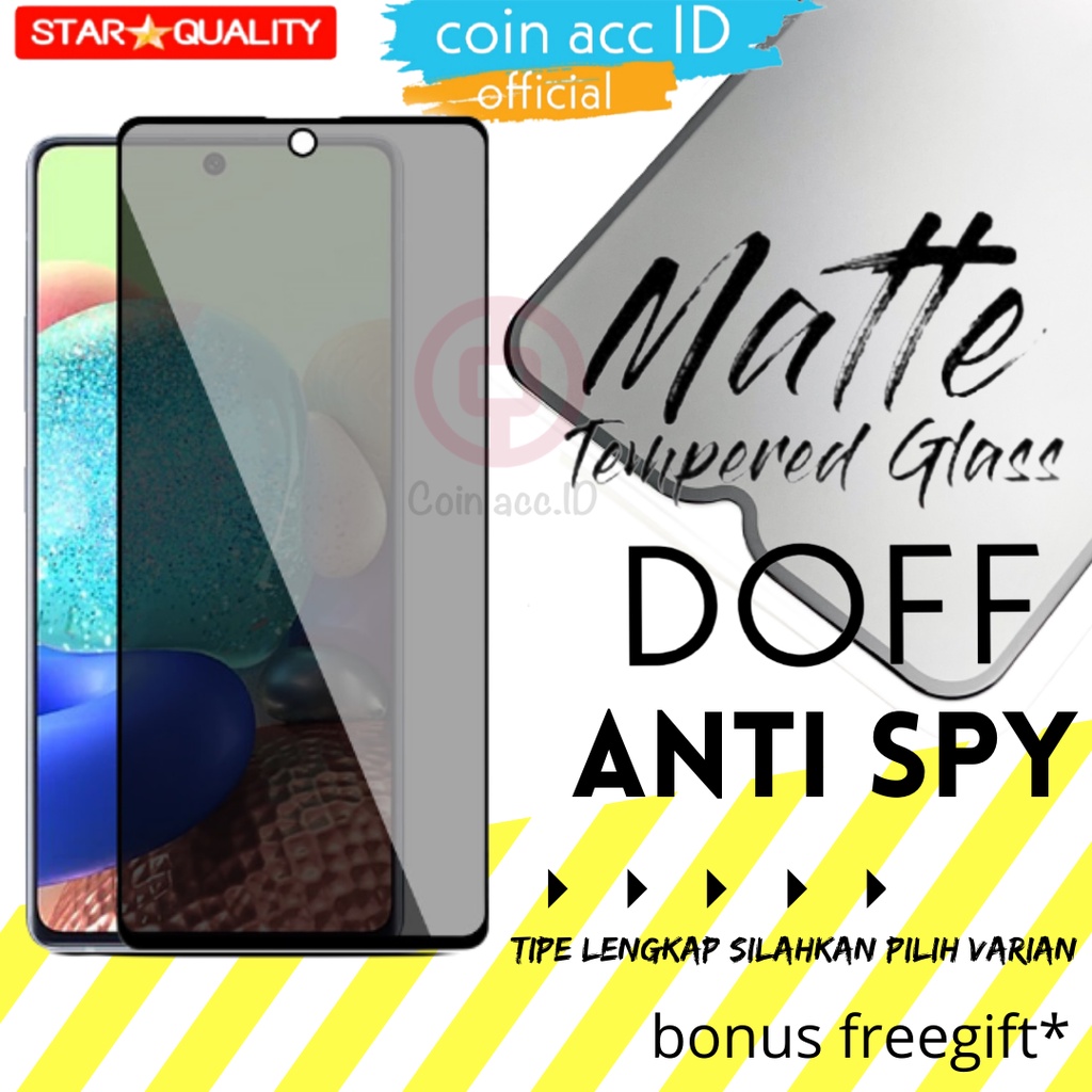 [ANTI SPY MATTE] Tempered glass REALME C31/C21Y/C21/C20/C25Y/C35/C25s/C15/C11/C12/7/7i/C17/X/XT/NARZO 20/30A/50/50i - Tempred anti gores ceramic doff spay hitam