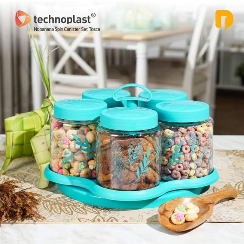 Jual Technoplast Toples Lebaran Nobanana Spin Canister Set Toples Putar