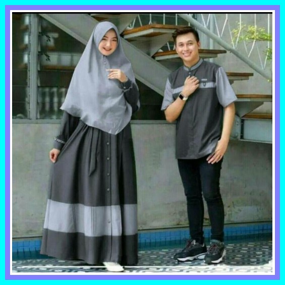 Couple Gamis Irwansyah Batik Brukat Kombinasi Model Terbaru 2022 Kapel Cople Jumbo Pasangan Muslim L