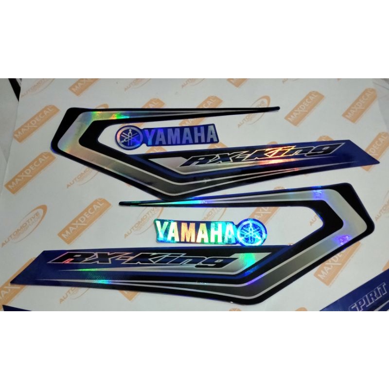 striping stiker RX king custom hologram versi 1-Biru bagian tangki
