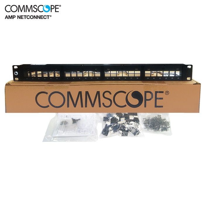 PatchPanel 24 Port Lengkap Modular Jack Cat6 AMP COMMSCOPE Rack Server