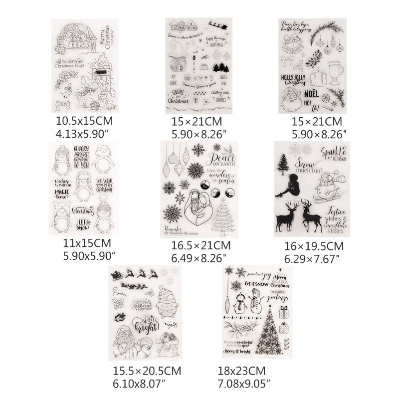 Stempel Bahan Silikon Seri Natal Warna Bening Untuk DIY Kartu Natal Scrapbooking
