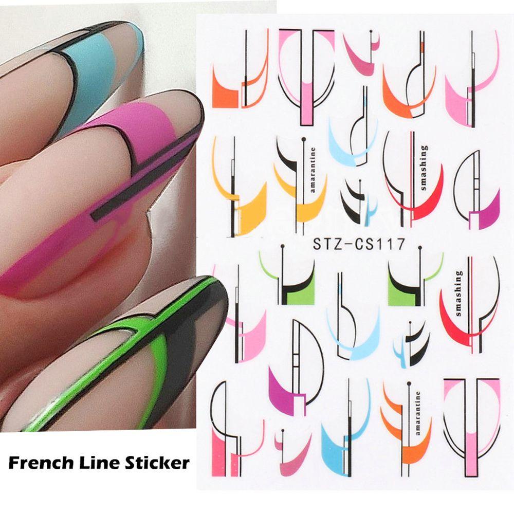 Preva Stiker Nail Art Desain Garis Dekorasi Kuku Smile French