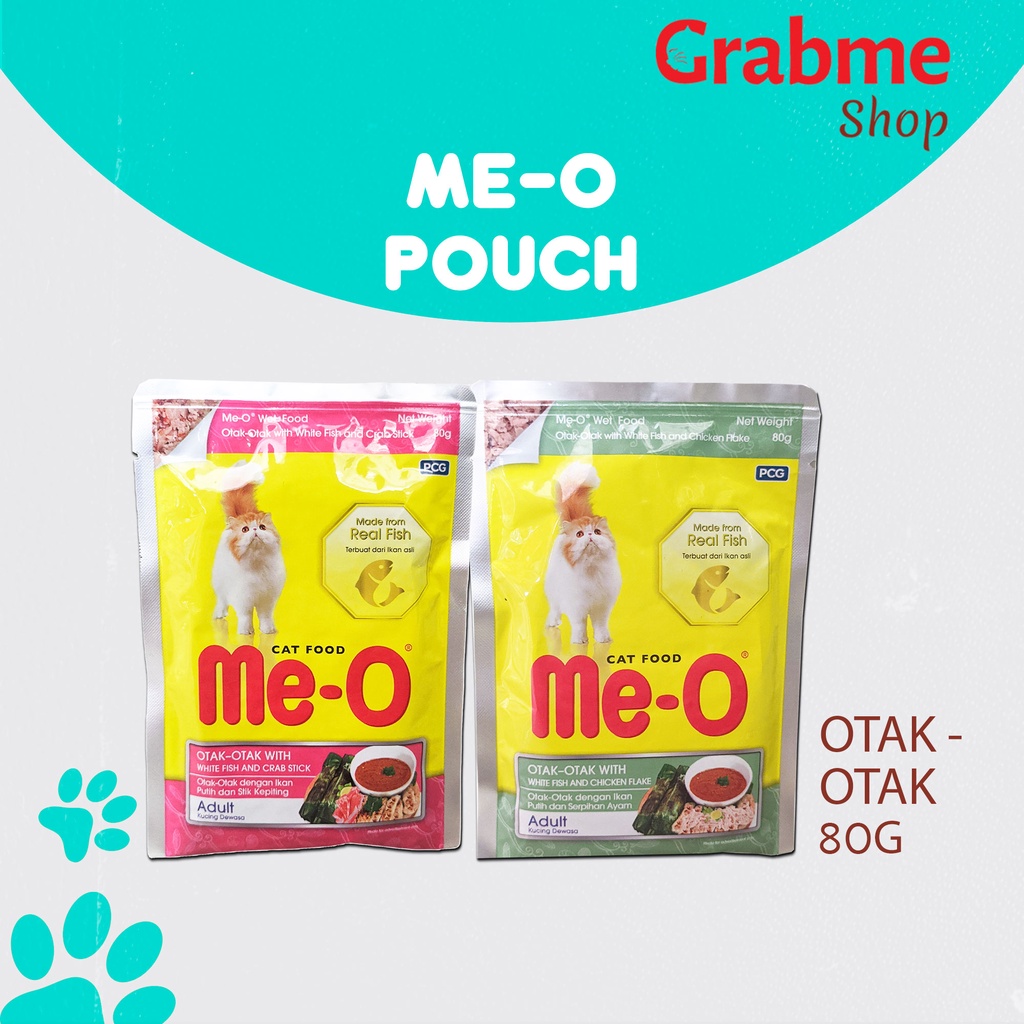 Makanan Kucing basah MEO pouch Otak otak All variant 80g Adult &amp; Kitten