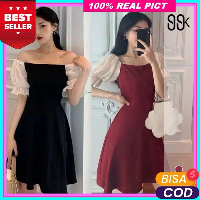 Dress Brokat Kondangan Dress Midi Natal Manuella Baju Dres Natal Wanita Midi Deres Dress Imlek Sabri
