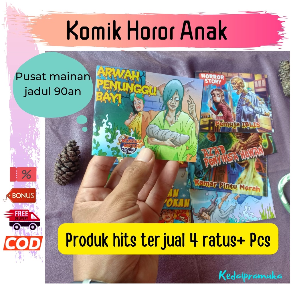 Komik Horor Anak Buku Cerita Misteri Hantu Mainan Jadul 90an Mini 9x7 cm