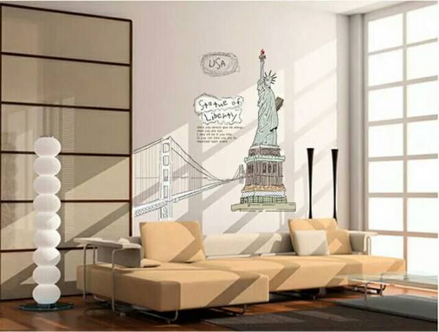 RELIZA WALLSTICKER 60X90 USA MENARA STATUE OF LIBERTY WALL STICKER DINDING AY807