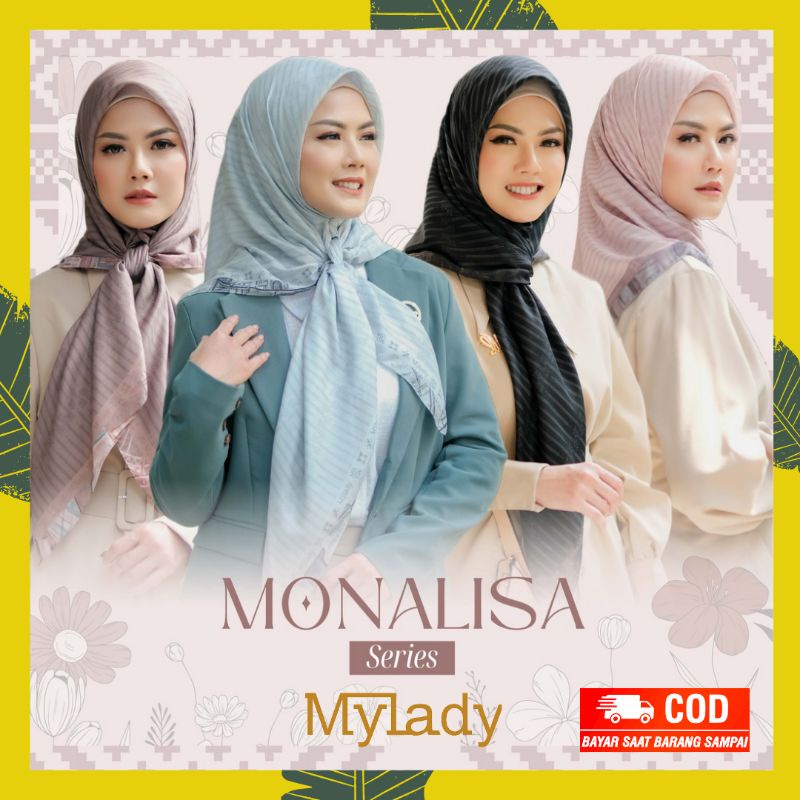 Kerudung Mylady My Lady Hijab Jilbab Monalisa Series Ori Segi Empat Segiempat Motif Voal Premium Seg