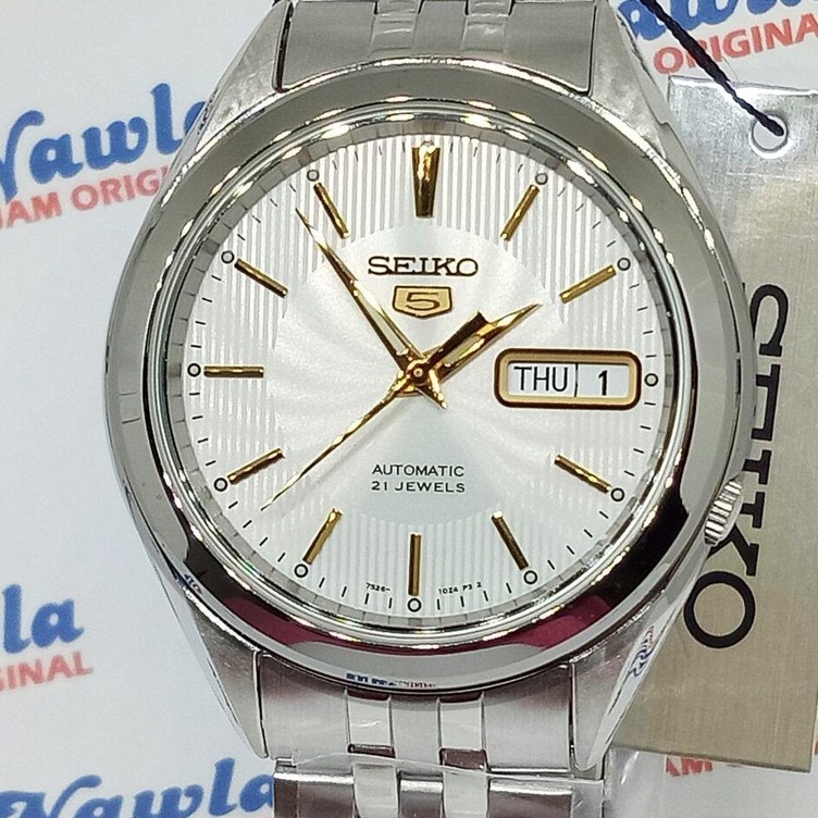 Seiko 5 SNKL17K1 Automatic Gold Tone on White Dial - Jam Tangan Pria SNKL17