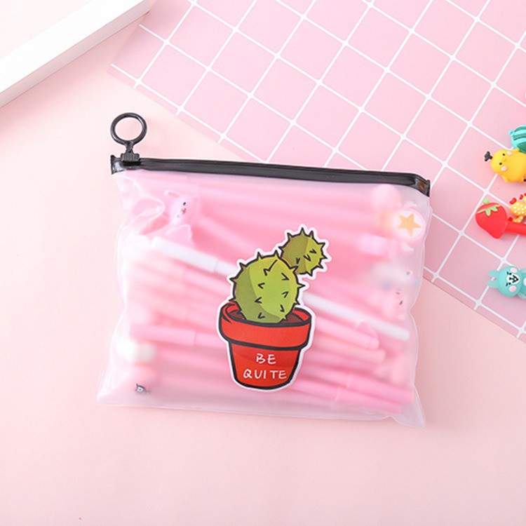 OVERFLOWS.ID ZIPPER POUCH CACTUS UNICORN TEMPAT PENSIL TRANSPARANT FLAT POUCH IMPORT KAKTUS-Kaktus - Solo