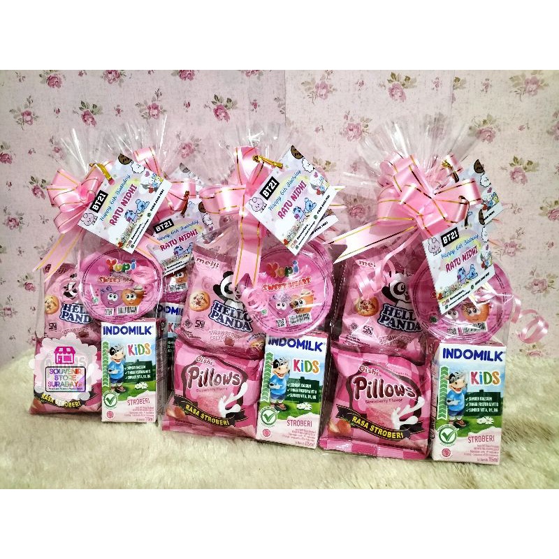 Mini snack Hemat || Snack ultah serba pink || Paket ultah anak || Bingkisan snack ultah murah