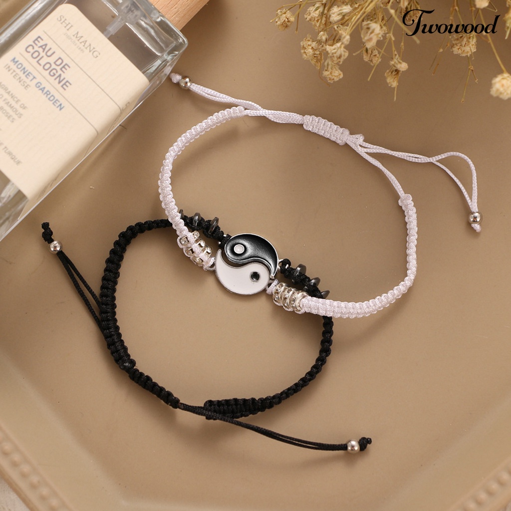 2pcs Gelang Liontin Adjustable Bahan Alloy Anti Karat Untuk Wanita