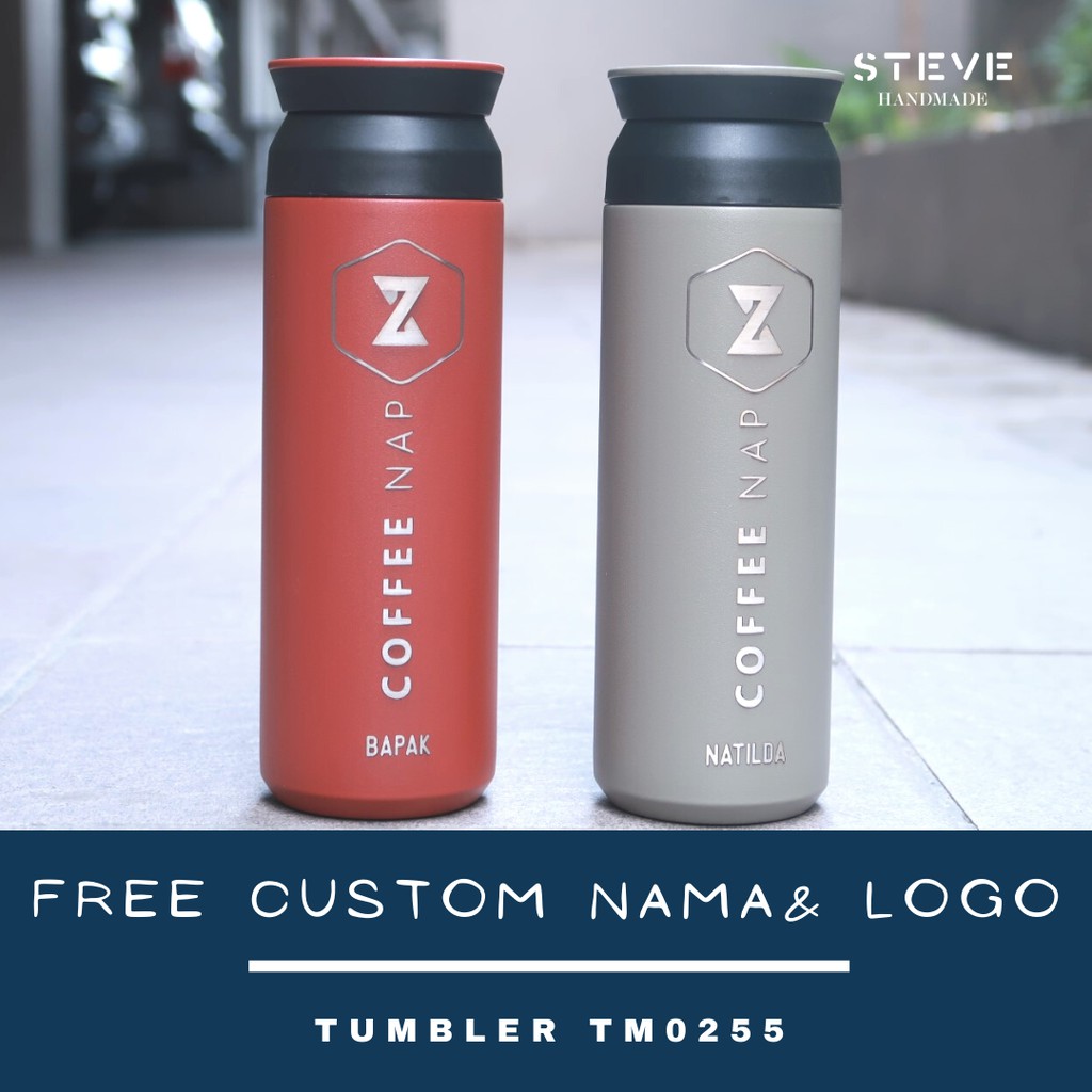 Botol minum stainless termos vacuum tumbler travel mug TM0255 Grey Custom Tahan Air Panas dan Dingin