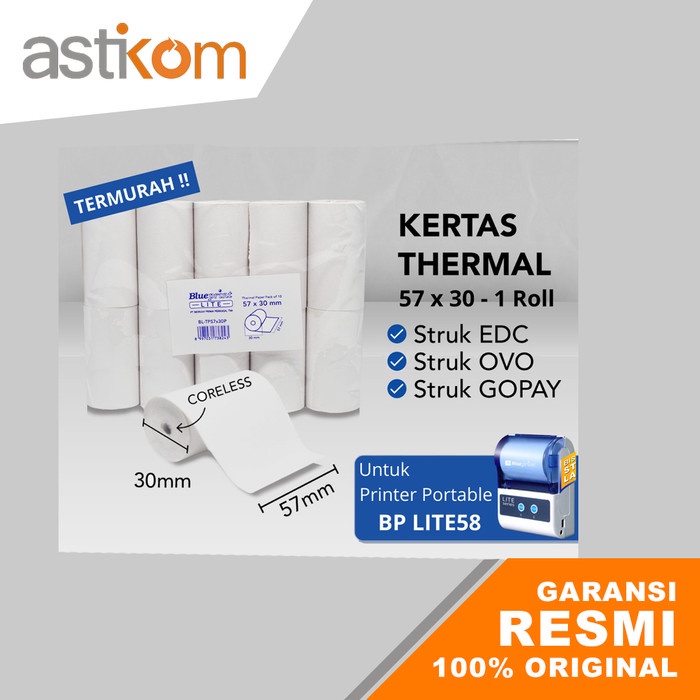 Kertas kasir Thermal lite Blueprint 57x30mm 1 Pack Isi 10 Roll