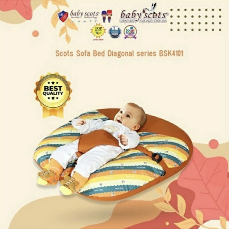 Sofa Bed Bayi 2 in 1 (Sofa + Sabuk Pengaman) Baby Scots Diagonal Series