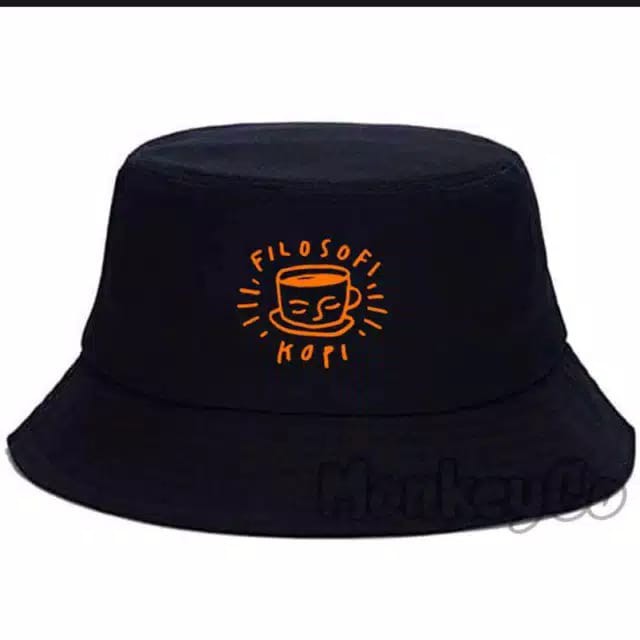 TOPI BUCKET PRIA /WANITA KEKINIAN / BUCKET HAT LOGO FILOSOFI KOPI