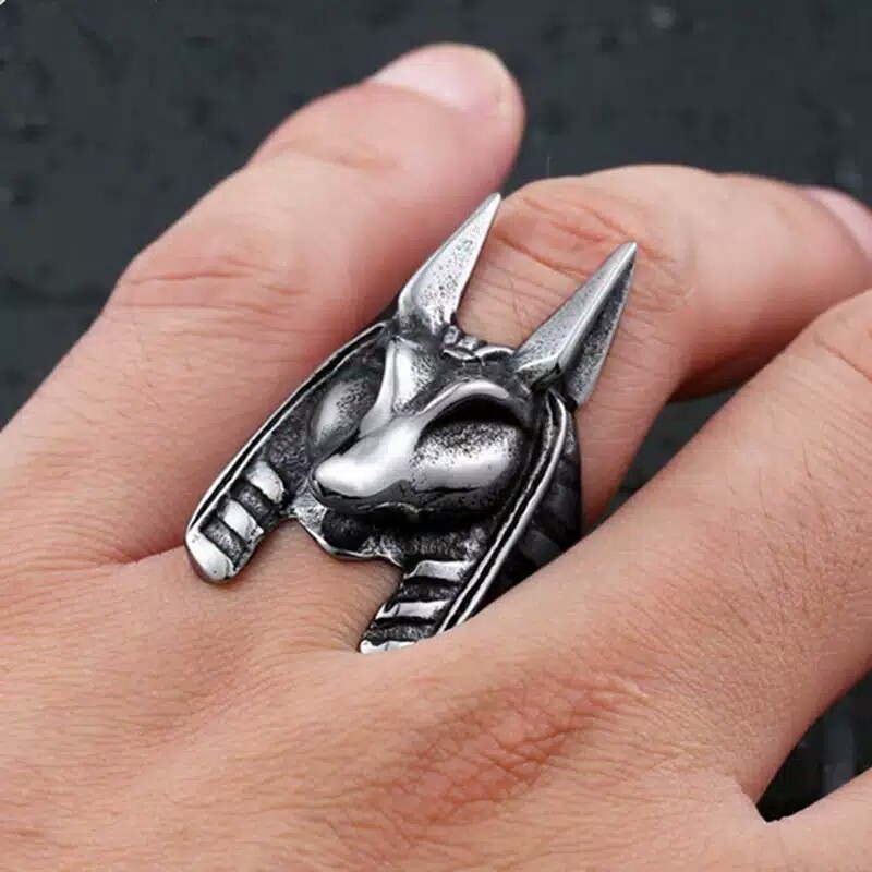 Cincin pria tengkorak punk style men ring egypt tribe series