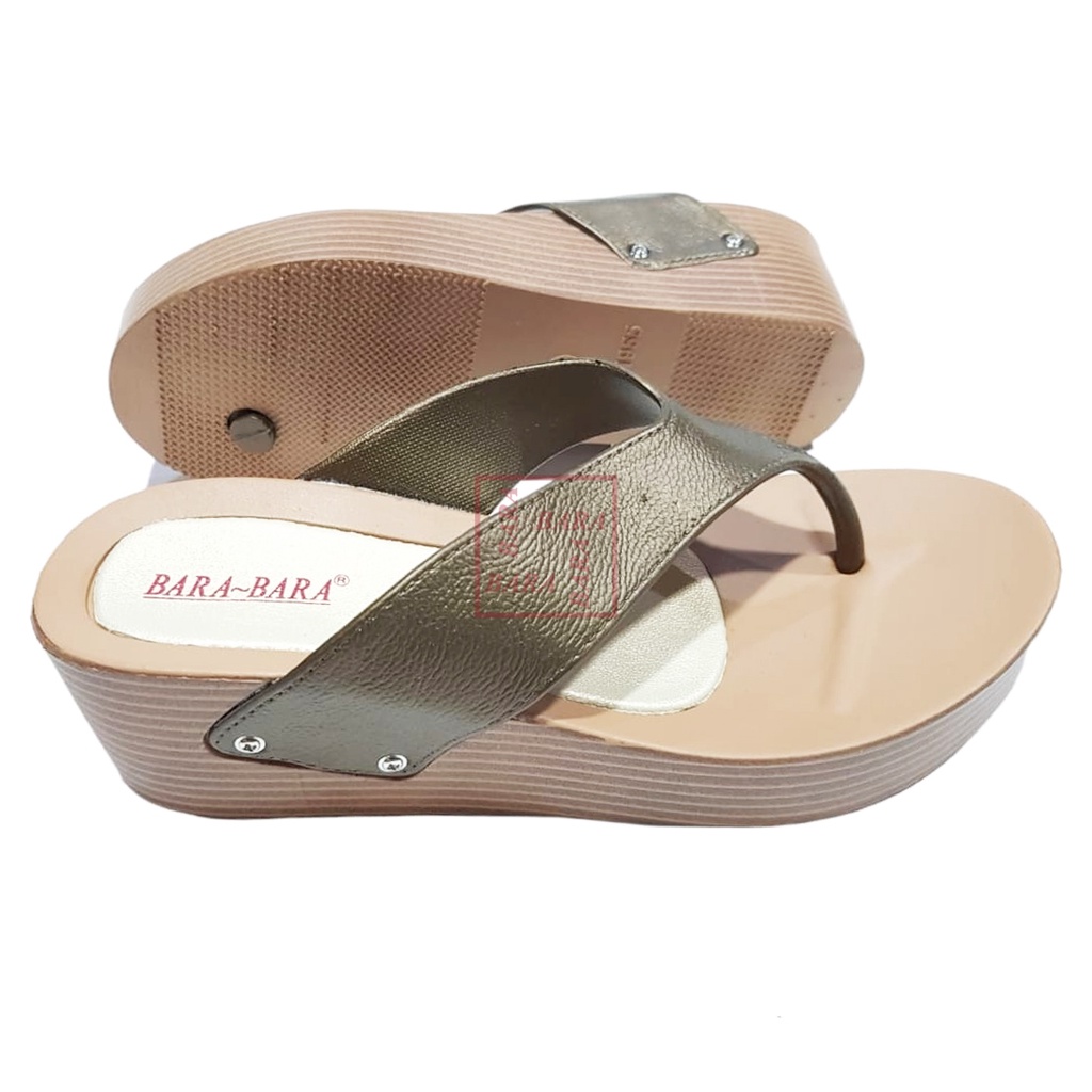 Bara~Bara Sandal Jepit Wedges Jelly Karet Wanita MJZB1955JPL (AW4)-COKLAT MUDA