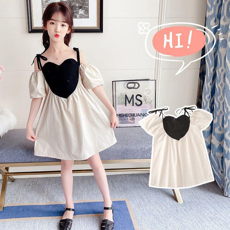 [JEWELS KIDS] LOREINNE HEART DRESS /DRESS ANAK TANGGUNG KOREA IMPORT/DRESS LENGAN BALON ANAK/DRESS A