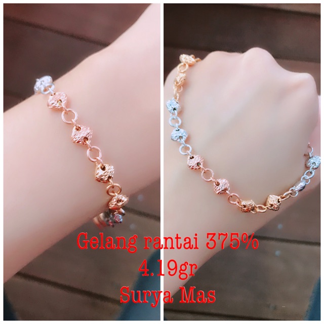 Gelang rantai emas 375%