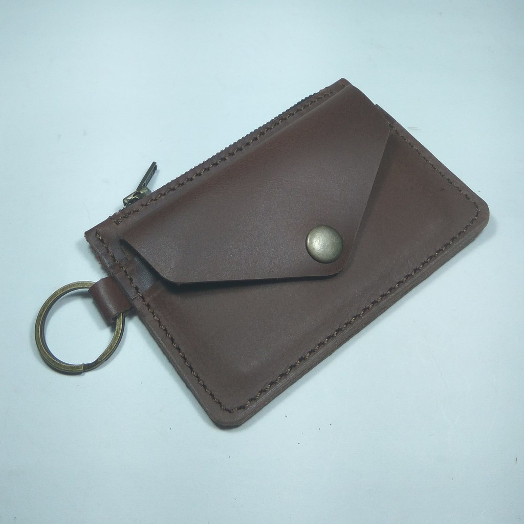 dompet multi fungsi kartu - sim - stnk - uang - gantungan kunci coklat