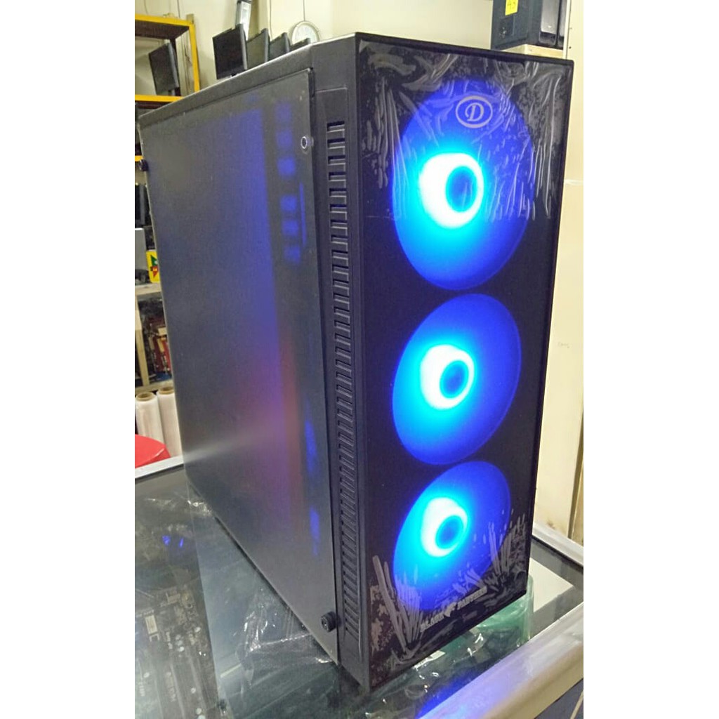 casing cpu komputer gaming black panther