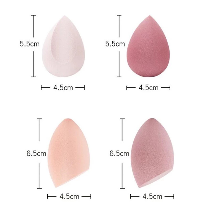 4Pcs Colorful Cosmestic Sponge Beauty Eggs W/ Water Drop Gourd Shape for Liquid Cream Powder