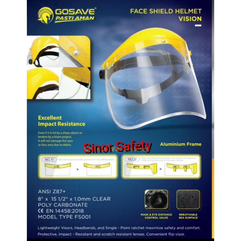 FACESHIELD Helmet APD Medis Gosave Frame List Alumunium Face Shield