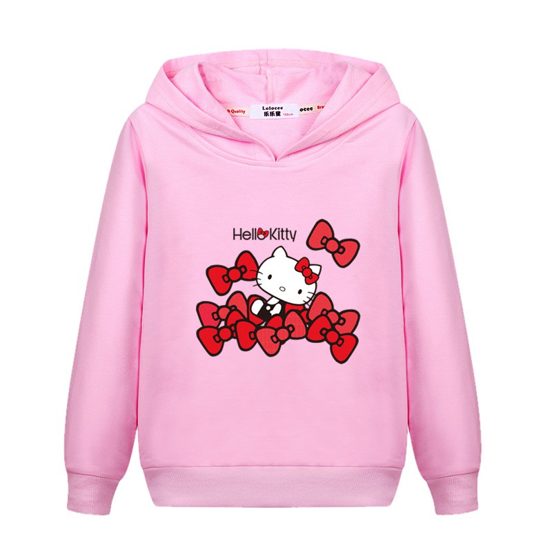 Girls Hello Kitty Karakter Hoodie Lengan Panjang Pullover Kaus - roblox mens hoodie pullover sweatshirt funny cartoon jumper