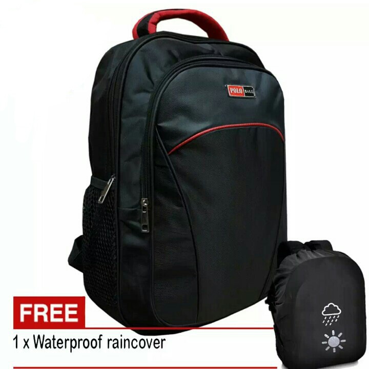 polo P3320 tas laptop pria dan wanita tas ransel sekolah dan kerja - raincover