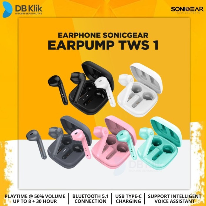 Earphone SonicGear TWS 1 Bluetooth 5.1 - Earpump Sonicgear TWS 1