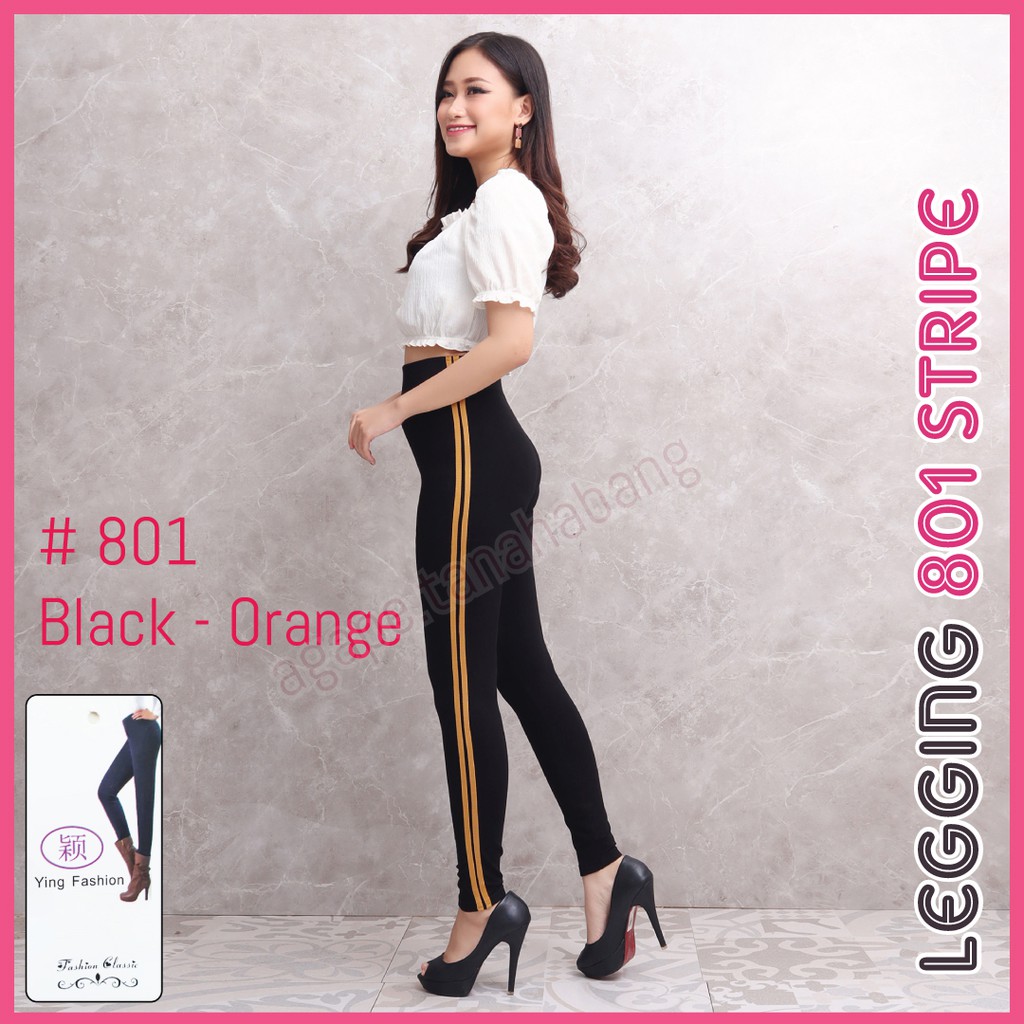 Legging 801 STRIPE Warna / Legging import wanita / Legging Stripe 801 Black Series